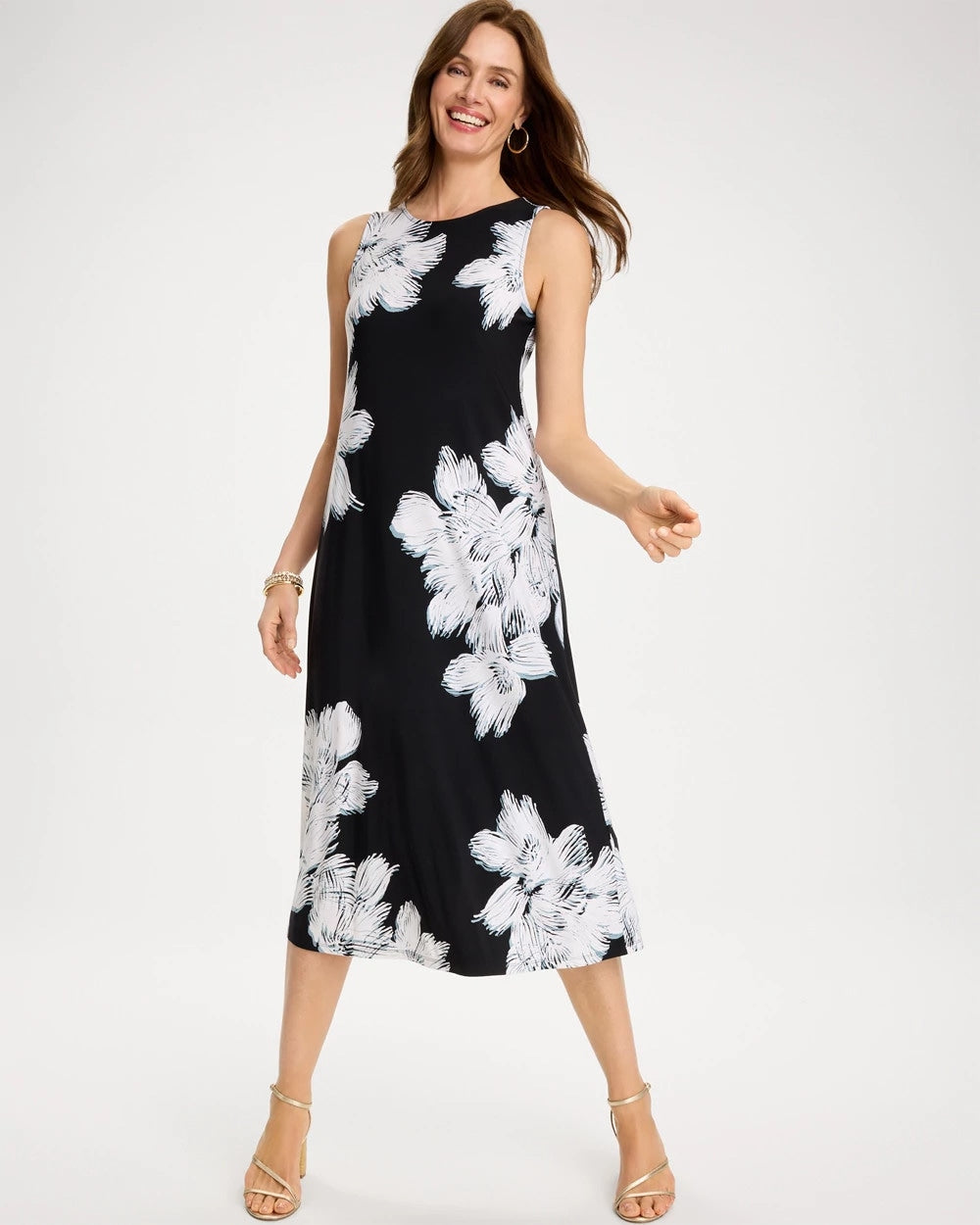 Chico's / Travelers™ Knit Abstract Floral Swing Dress
