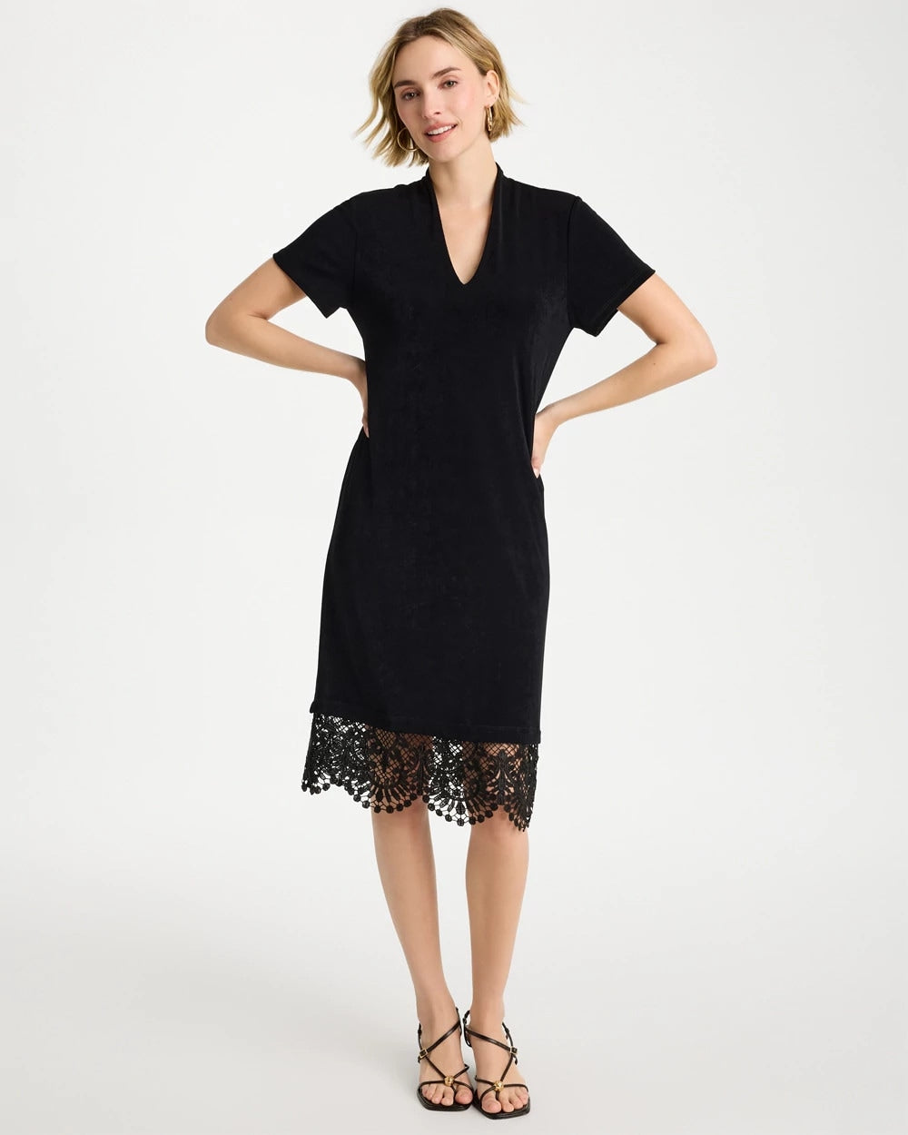 Chico's Discount - Travelers™ Lace Hem V-Neck Dress