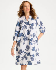 Chico's Sale - Floral Linen-Cotton Pintuck Dress