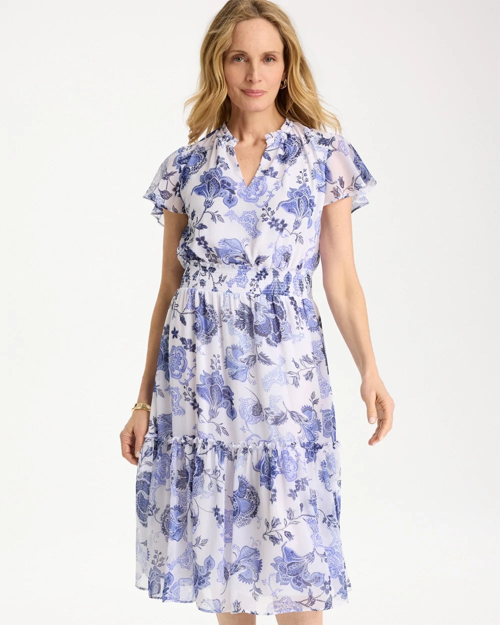 Chico's Discount - Floral Smocked Waist Dress