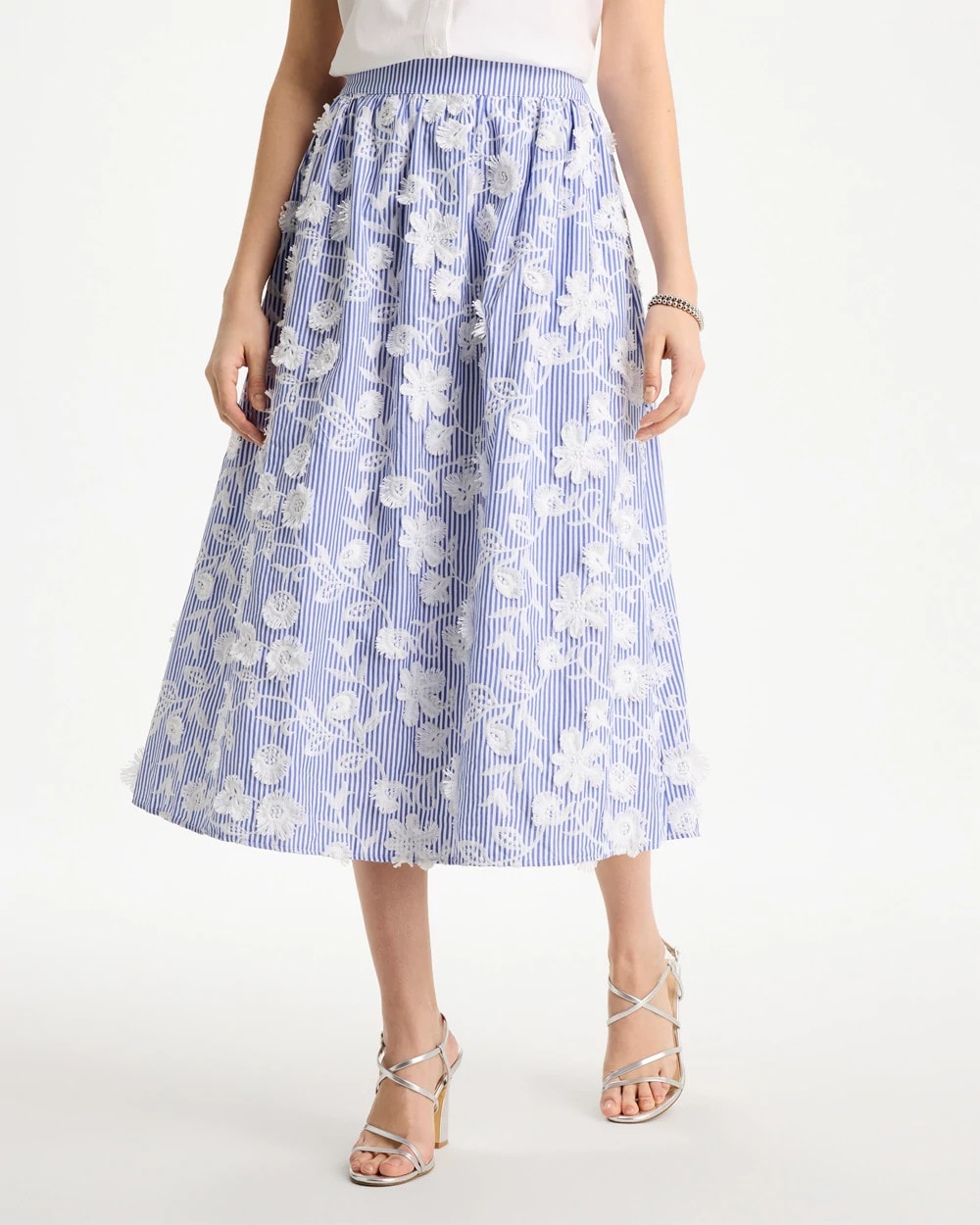 Chico's For Sale - Cotton Embroidered Floral Skirt
