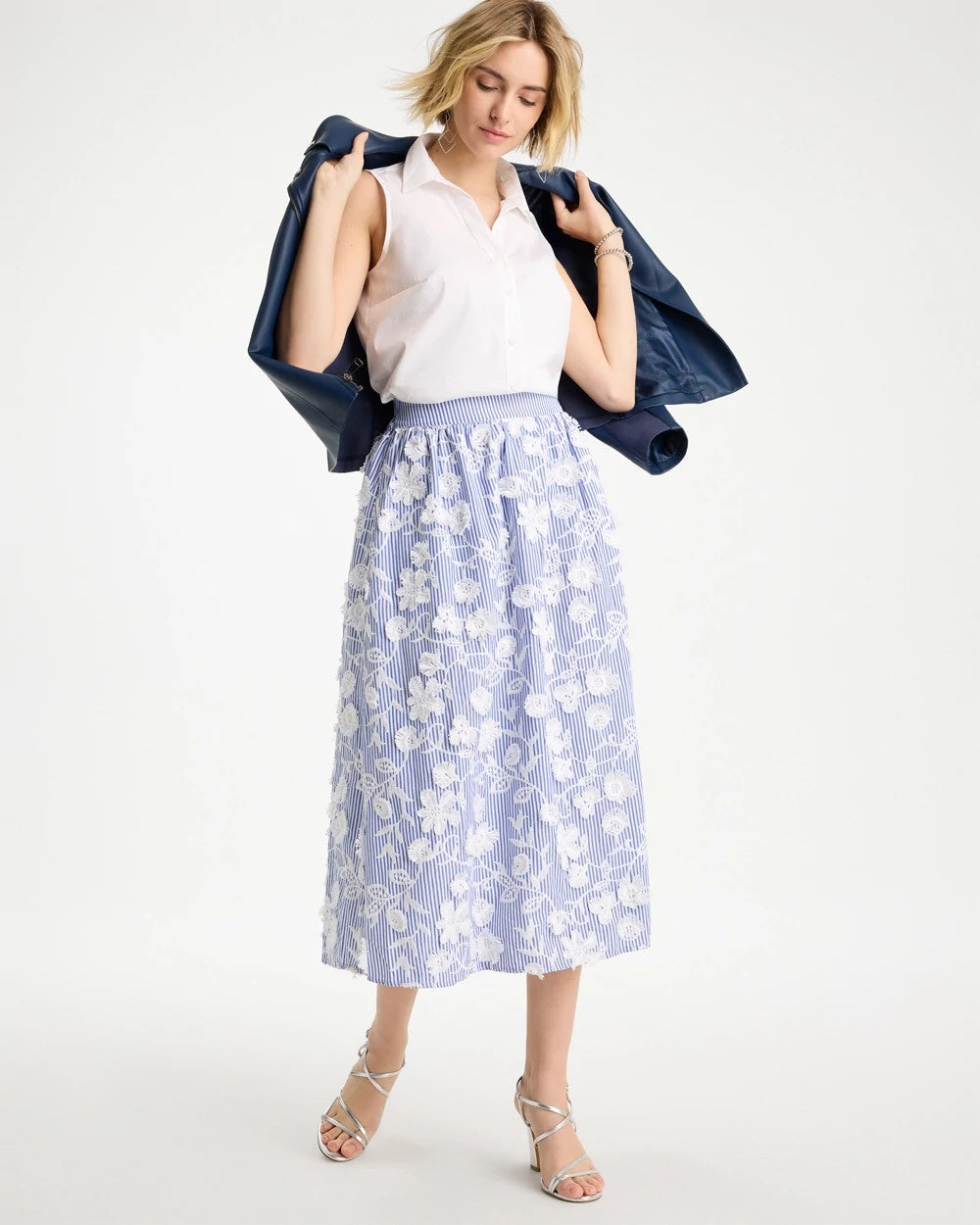 Chico's For Sale - Cotton Embroidered Floral Skirt