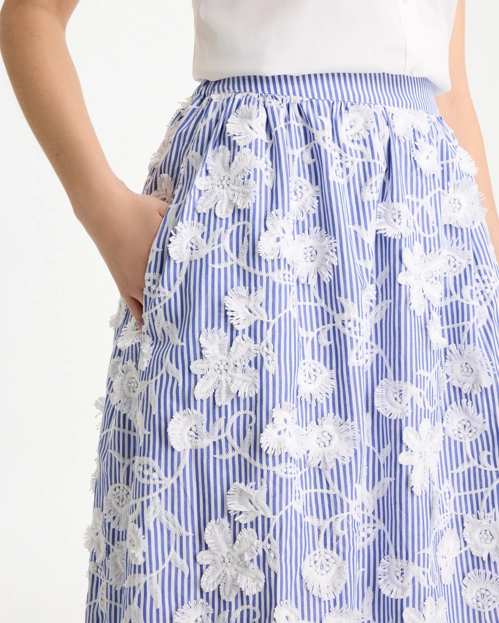 Chico's For Sale - Cotton Embroidered Floral Skirt