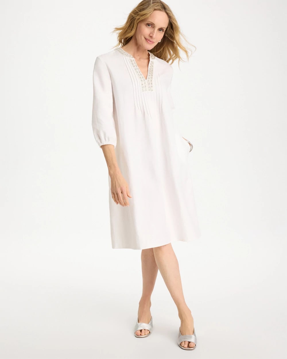 Chico's Outlet - Embellished Pintuck Dress