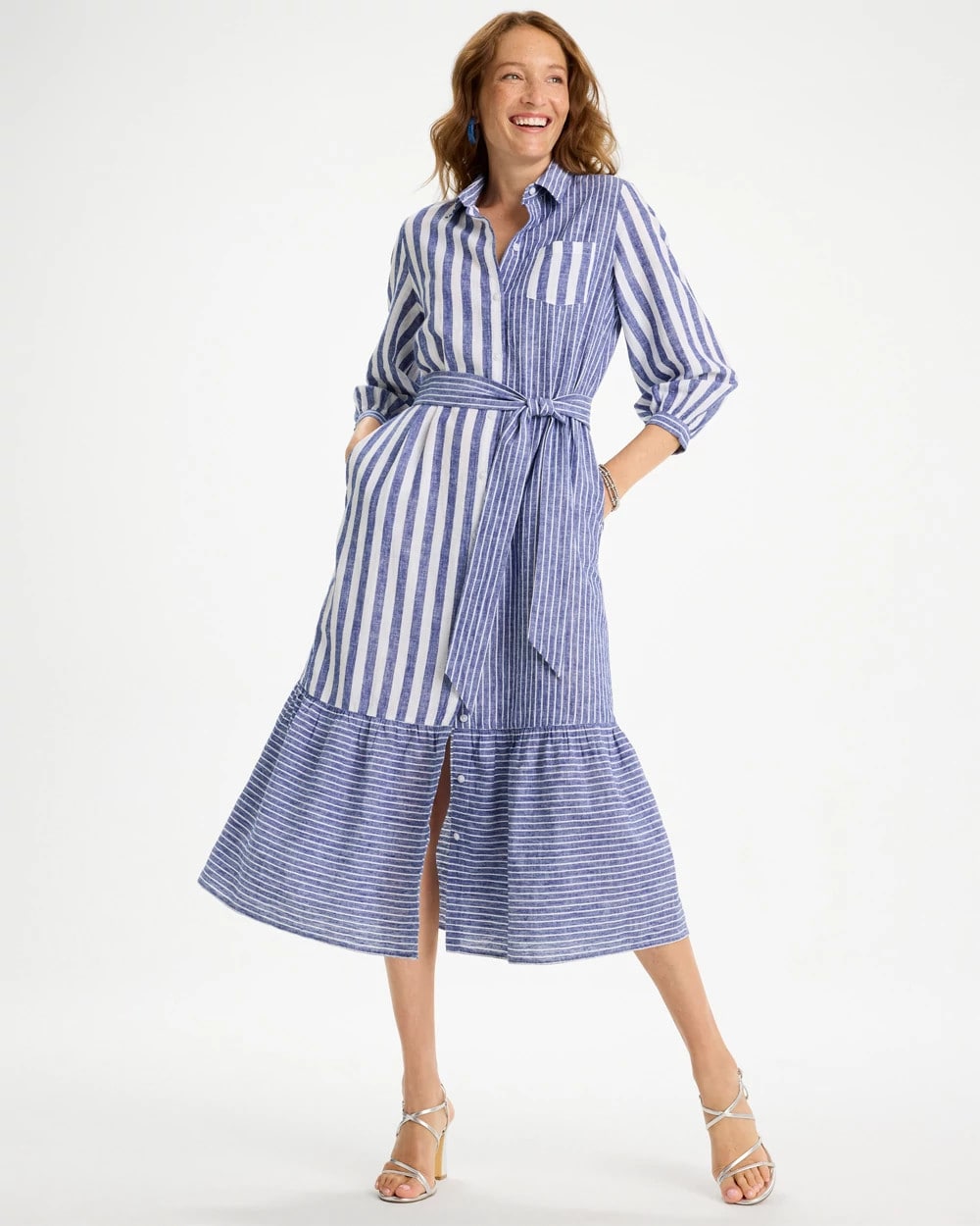 Chico's Online - Linen-Cotton Striped Shirtdress