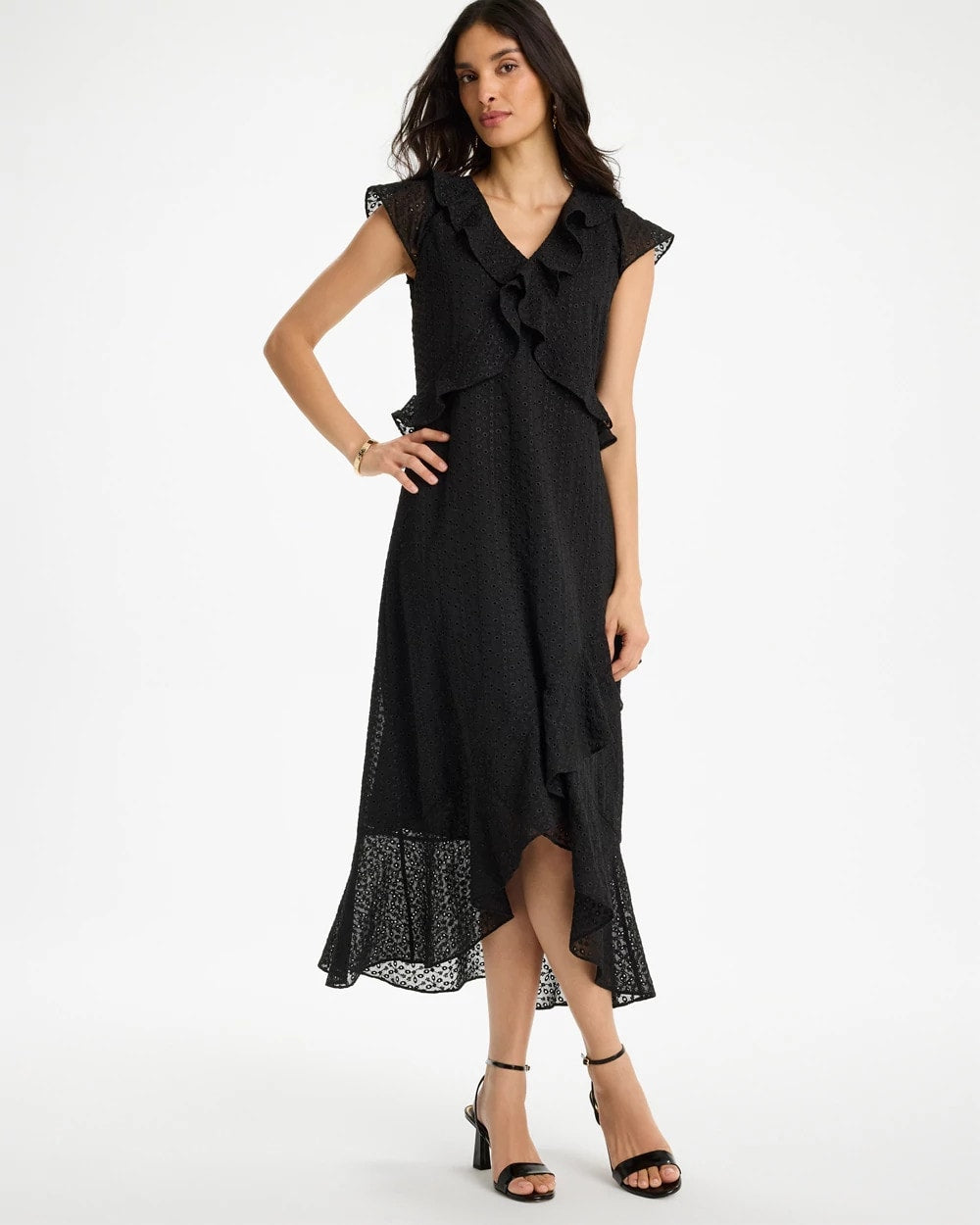 Chico's US - Floral Surplice Ruffled Dress