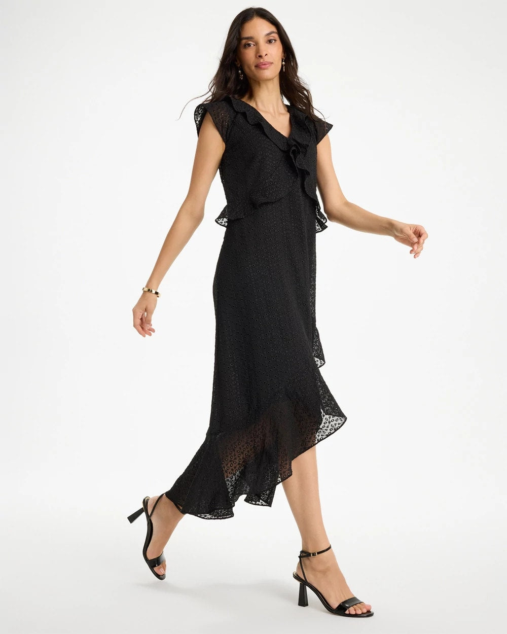 Chico's US - Floral Surplice Ruffled Dress