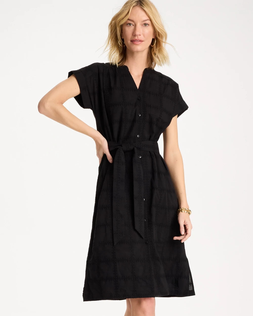 Chico's / Embroidered Cotton Shirtdress