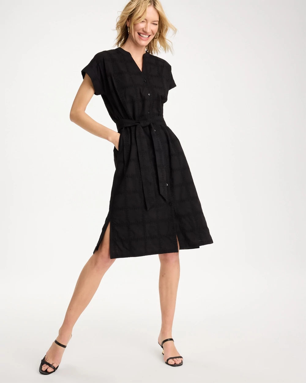 Chico's / Embroidered Cotton Shirtdress