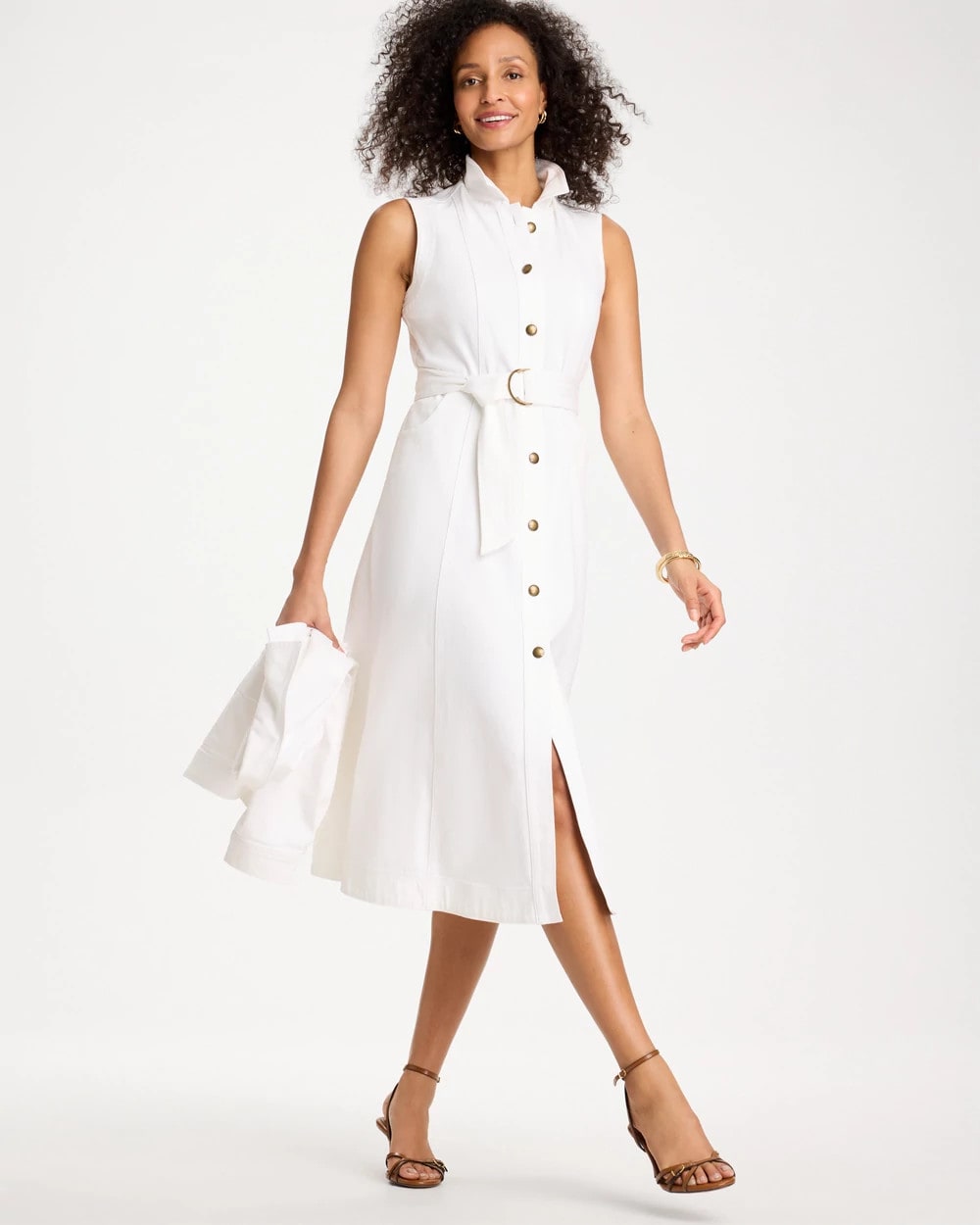 Chico's Discount - Denim Sleeveless Shirtdress