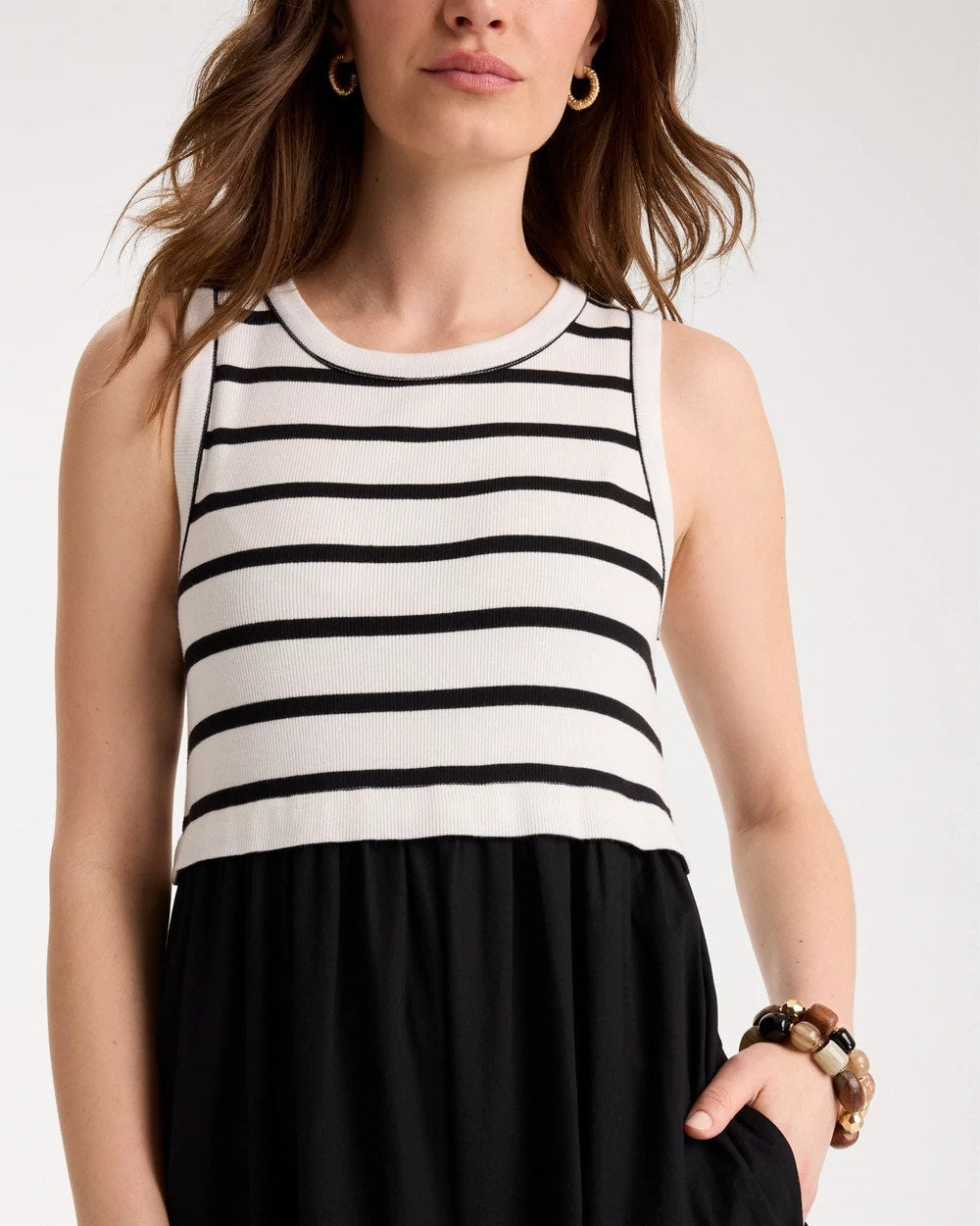 Chico's On Sale - Poplin Cotton Rib Mix Dress