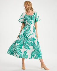 Chico's US - Poplin Cotton Off-Shoulder Printed Dress