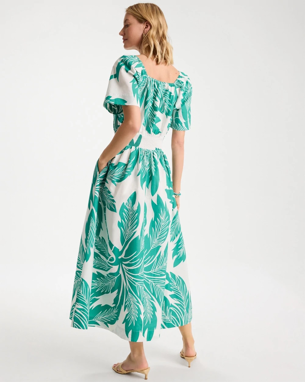 Chico's US - Poplin Cotton Off-Shoulder Printed Dress