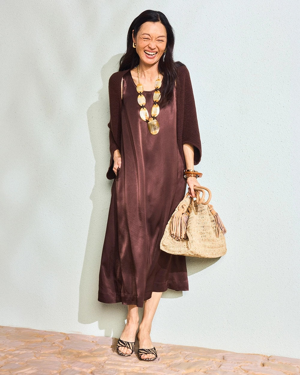 Chico's / Faux Satin Sleeveless Dress