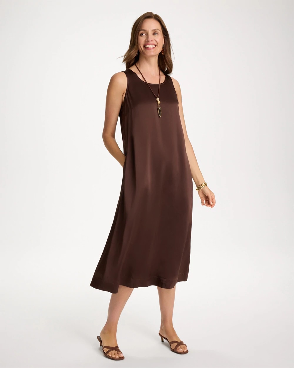 Chico's / Faux Satin Sleeveless Dress