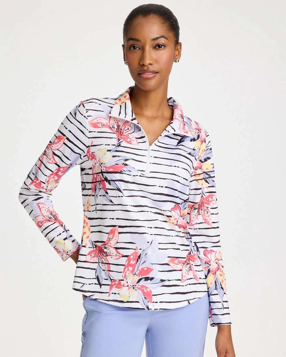 Chico's Outlet - Zenergy® UPF Lily Print Half Zip