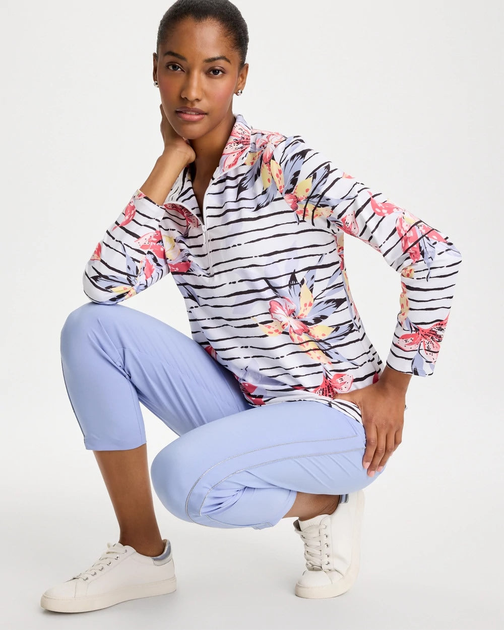 Chico's Outlet - Zenergy® UPF Lily Print Half Zip