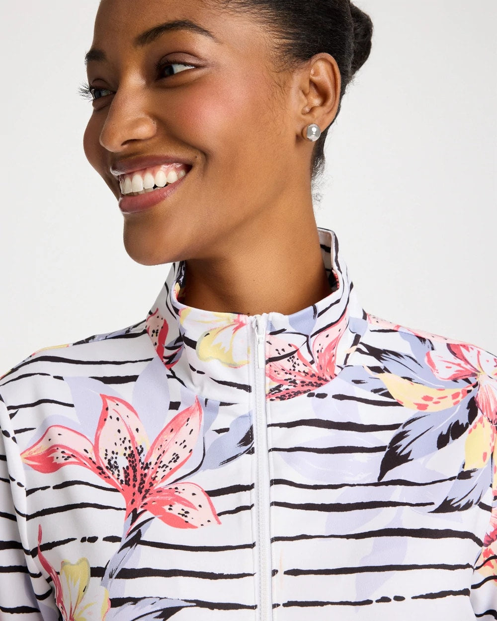 Chico's Outlet - Zenergy® UPF Lily Print Half Zip