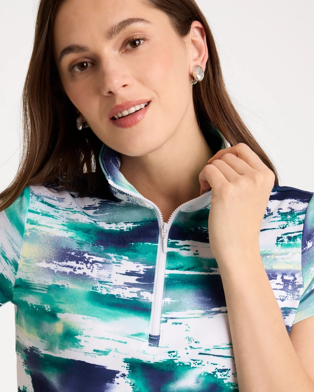 Chico's Outlet - Zenergy® UPF Watercolor Half Zip Polo