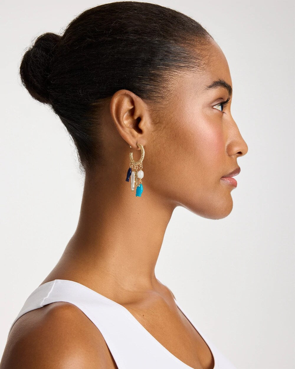 Chico's Discount - Fish Charm Crinkle Hoop Earrings