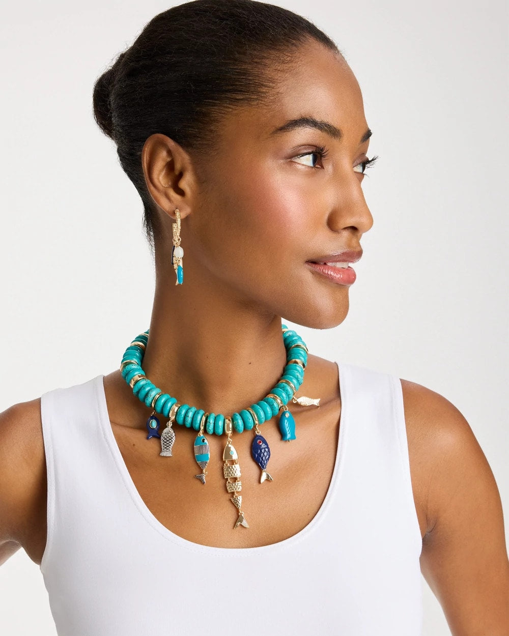 Chico's For Sale - Turquoise Fish Charm Statement Necklace