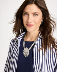 Chico's / Silvertone Shell Pendant