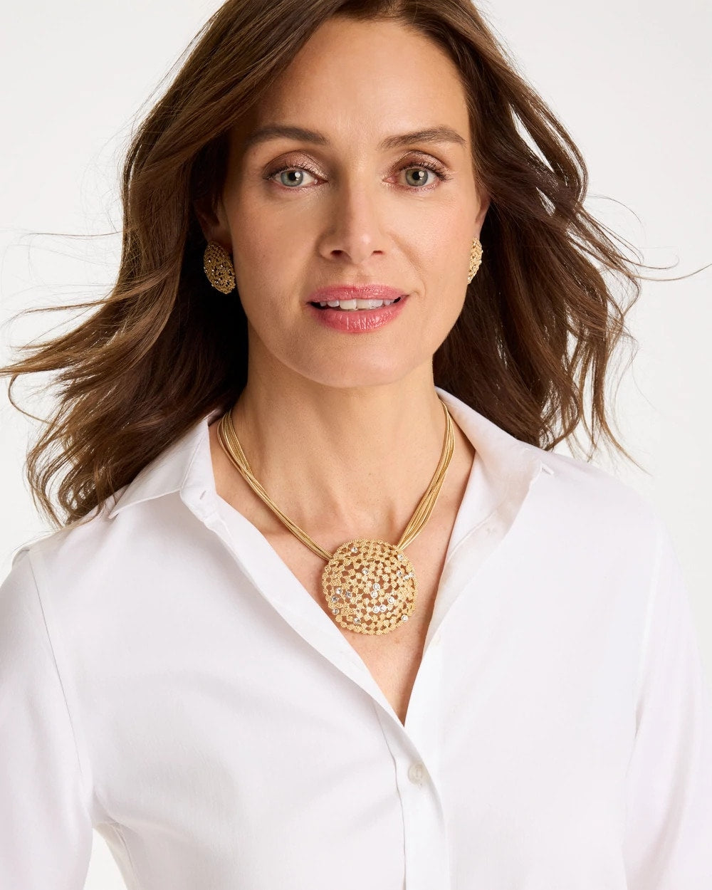 Chico's / Sea Foam Medallion Pendant Necklace