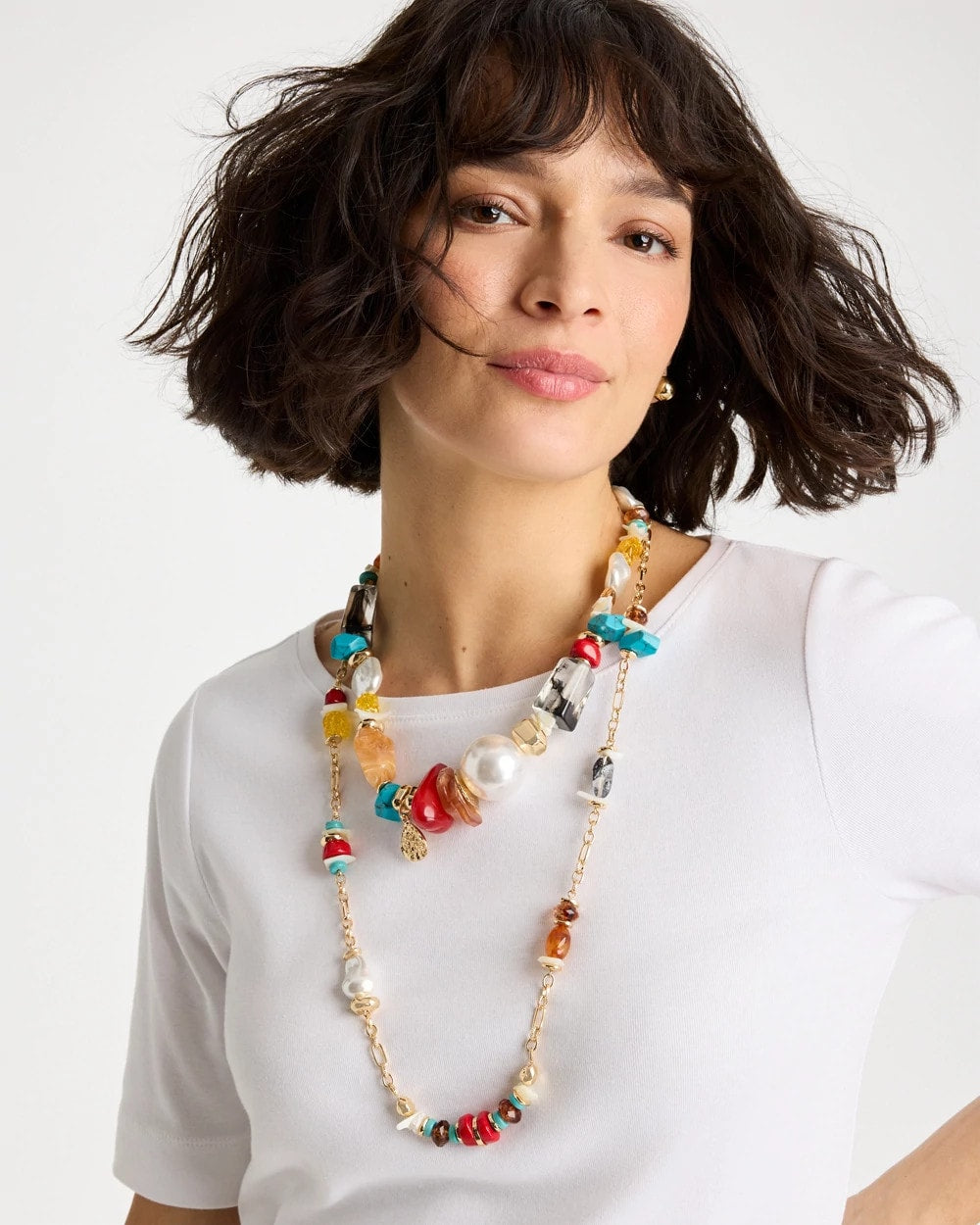 Chico's Outlet - Mixed-Media Long Beaded Necklace