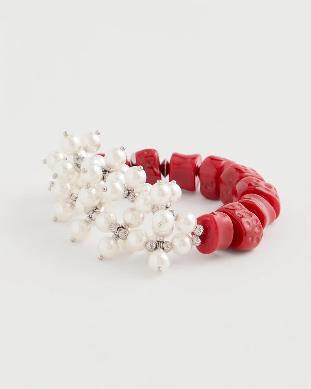 Chico's Discount - Red Resin Pearlescent Stretch Bracelet