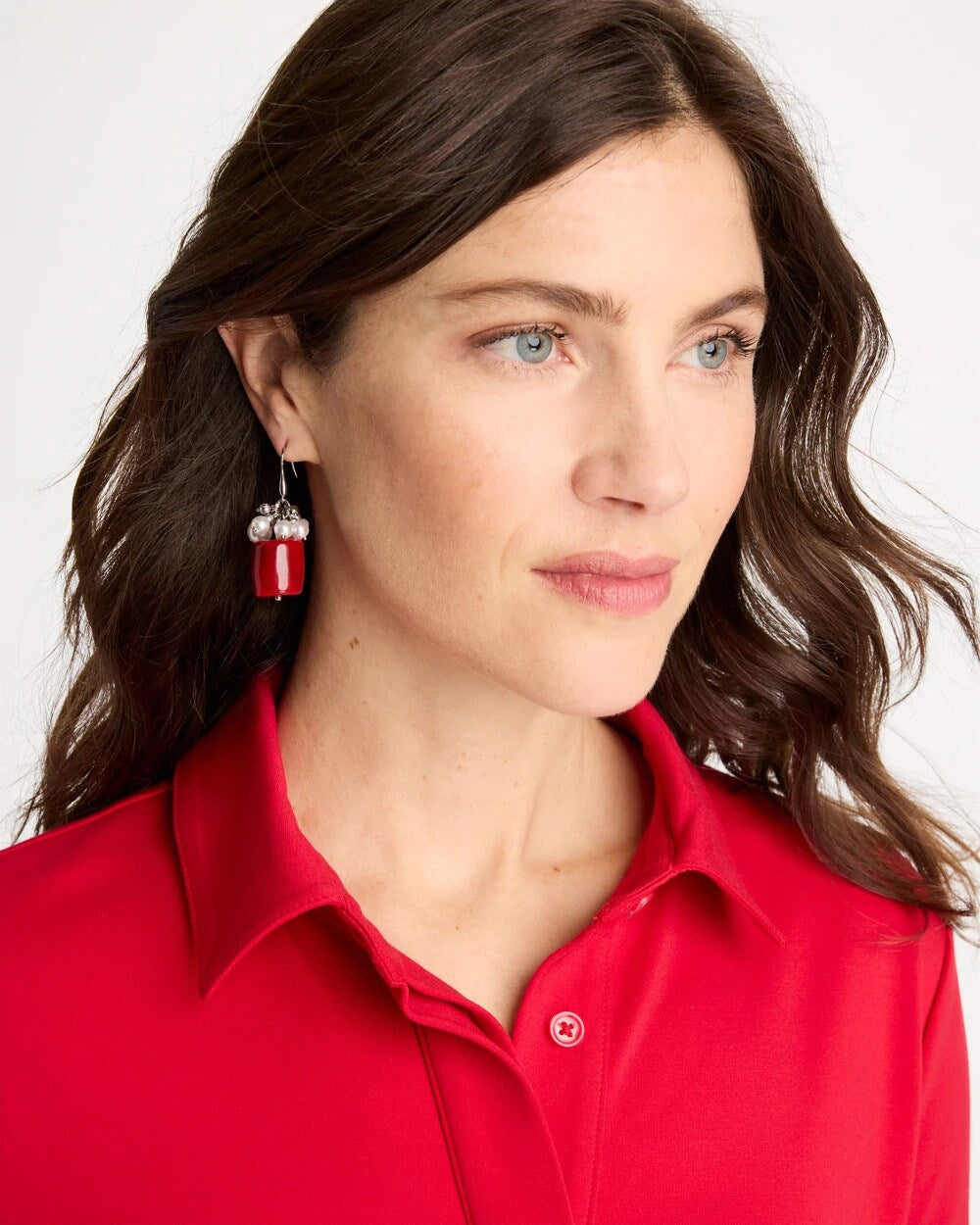 Chico's Sale - Red Resin Pearlescent Earrings