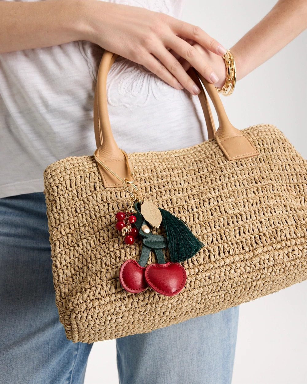 Chico's For Sale - Faux Leather Cherry Bag Charm Key Chain