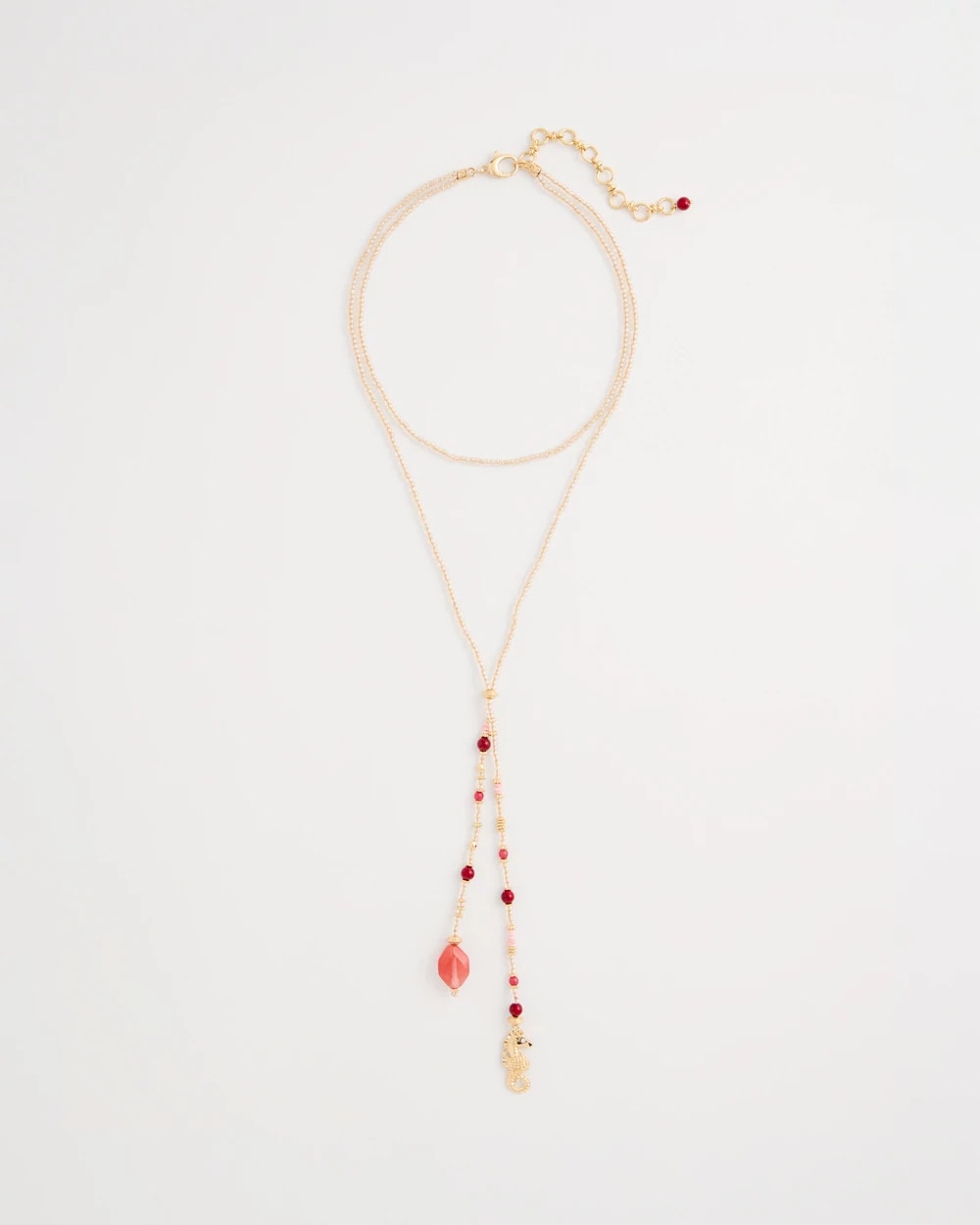 Chico's / Coral Genuine Stone Y-Pendant Necklace