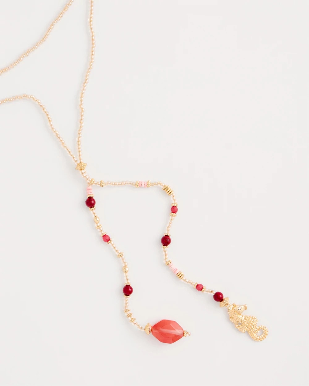 Chico's / Coral Genuine Stone Y-Pendant Necklace