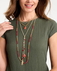 Chico's Coral Genuine Stone Long Necklace