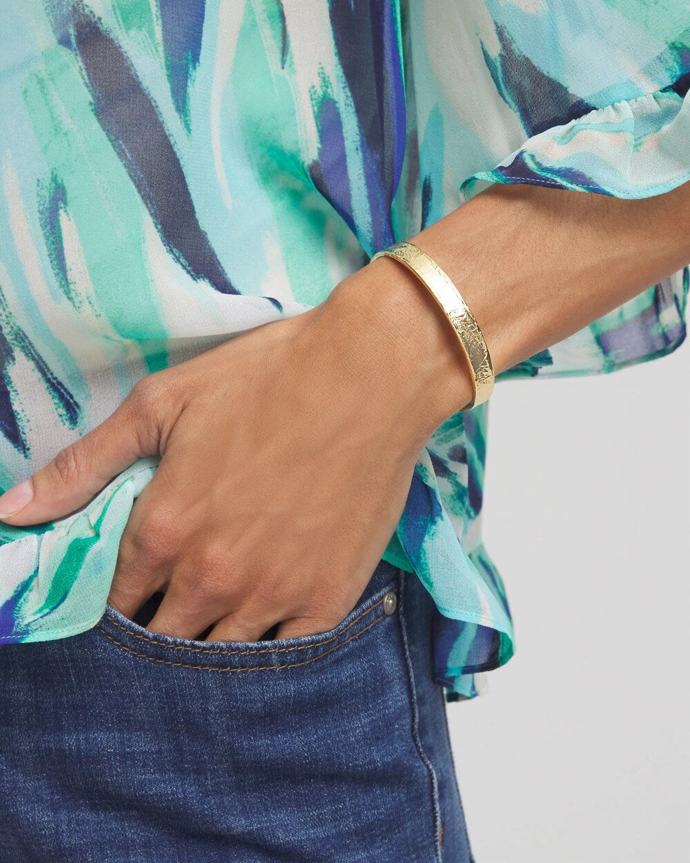 Chico's For Sale - Goldtone Flexible Cuff Bracelet
