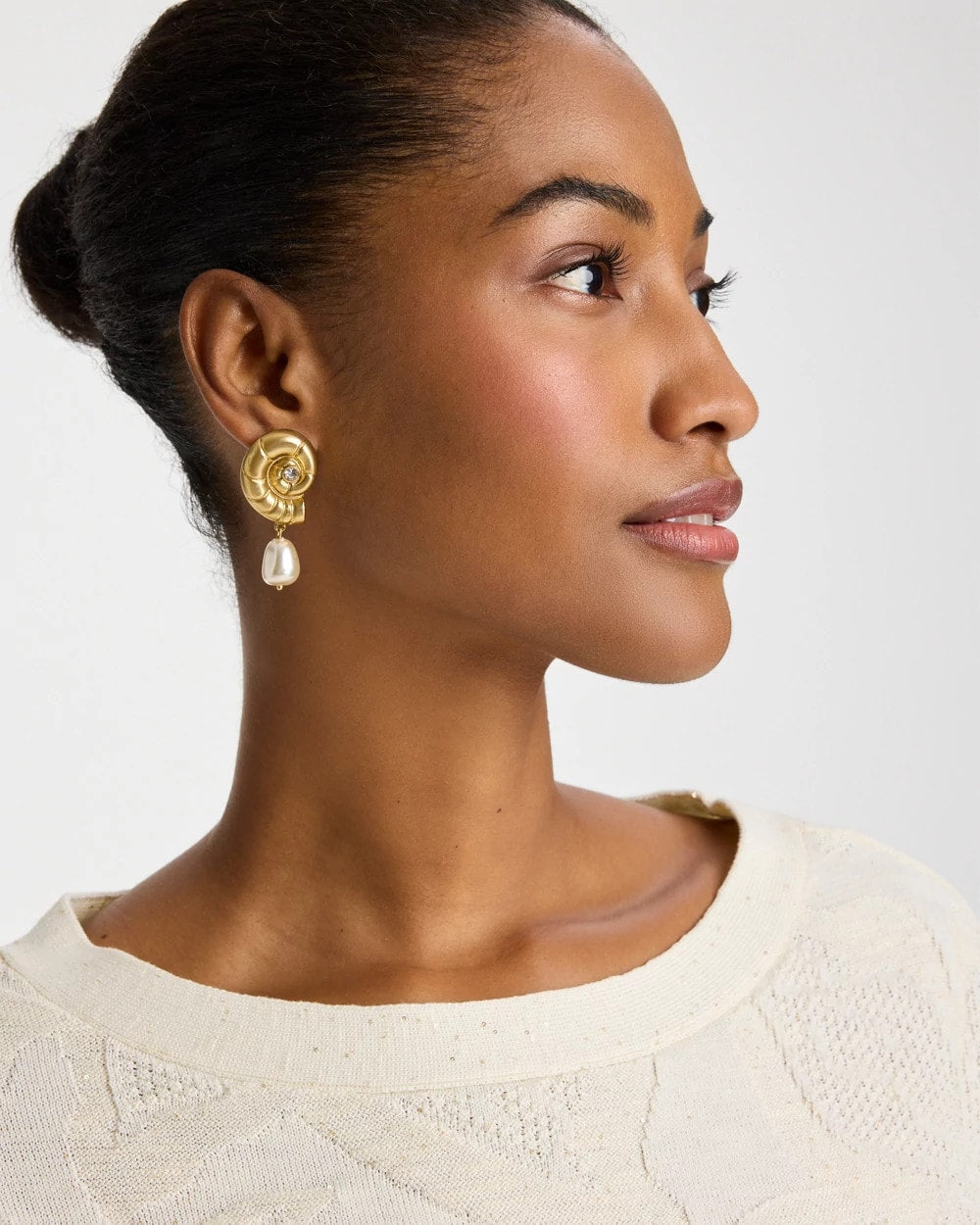 Chico's Discount - Goldtone Spiral Shell Earrings