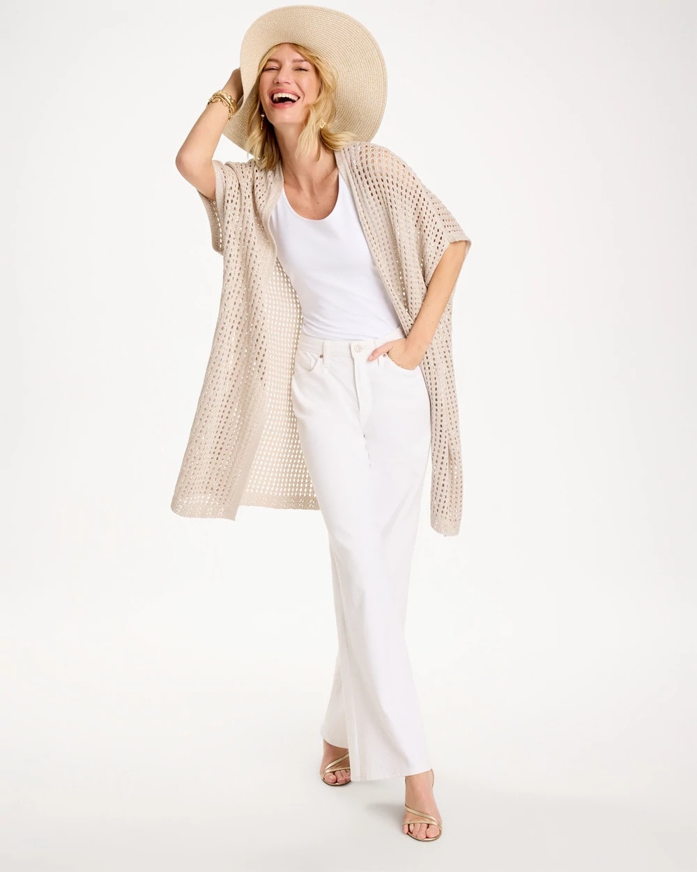 Chico's Outlet - Crochet Knit Belted Ruana