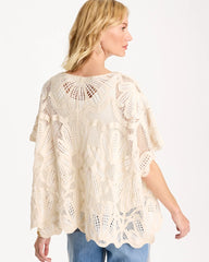 Chico's / Woven Cotton-Blend Crochet Lace Poncho