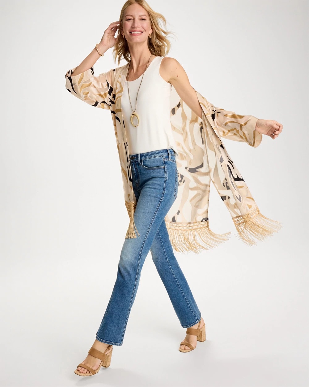 Chico's On Sale - Woven Long Fringed Kimono