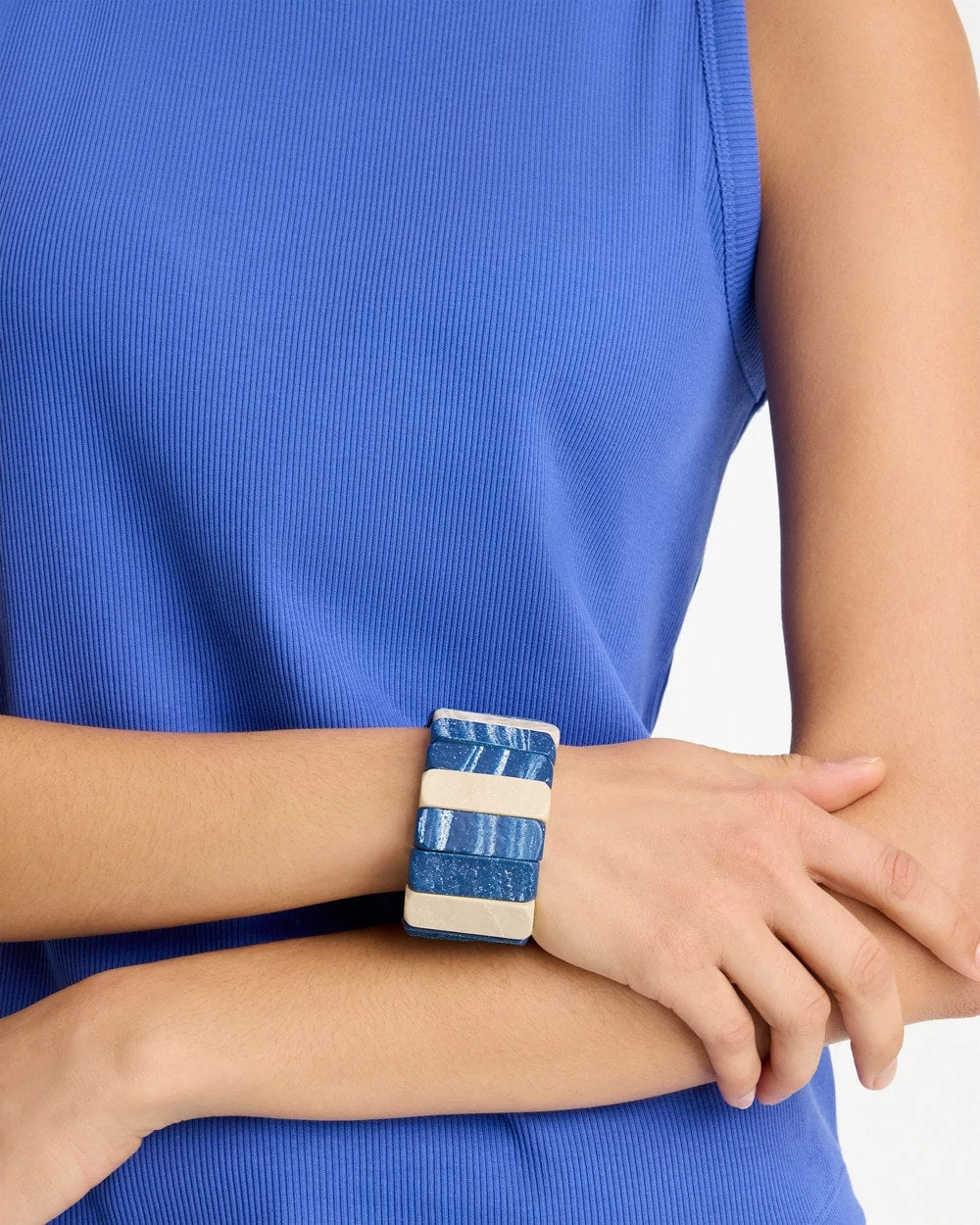 Chico's For Sale - Blue-Neutral Wood Stretch Bracelet