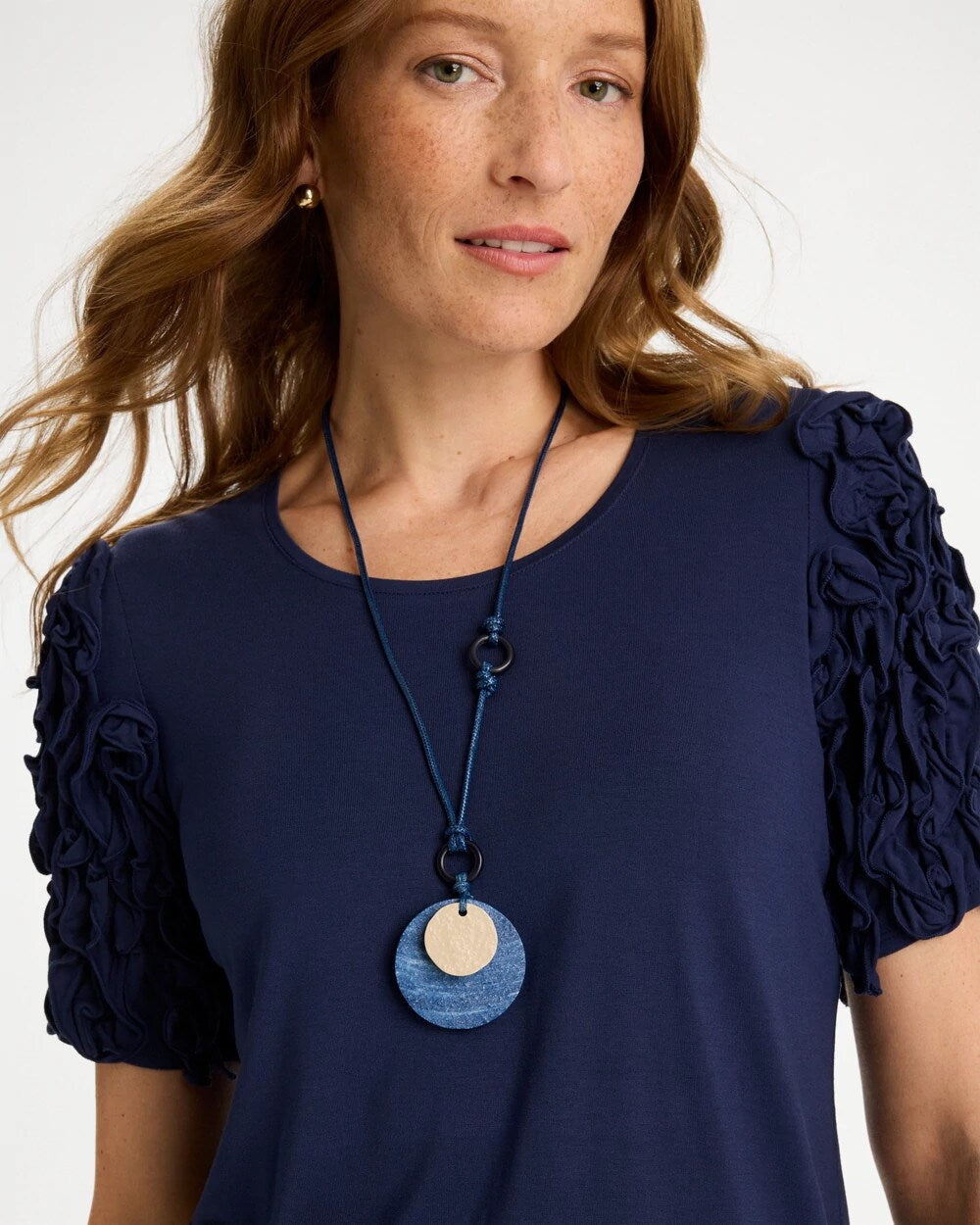 Chico's Online - Adjustable Blue-Neutral Wood Pendant Necklace