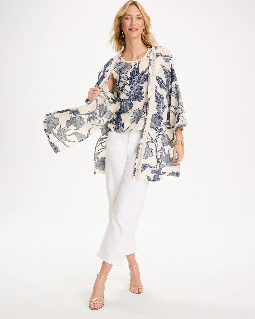 Chico's US - Cotton Jacquard Fringed Kimono