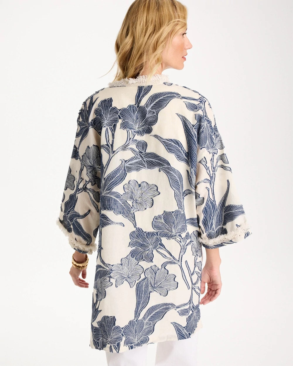 Chico's US - Cotton Jacquard Fringed Kimono