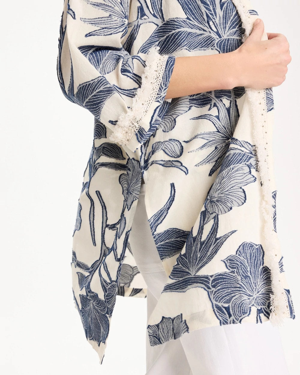 Chico's US - Cotton Jacquard Fringed Kimono