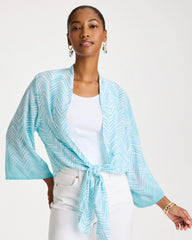 Chico's / Georgette Tie-Front Chevron Kimono