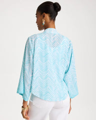 Chico's / Georgette Tie-Front Chevron Kimono