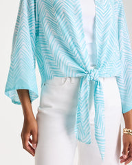 Chico's / Georgette Tie-Front Chevron Kimono
