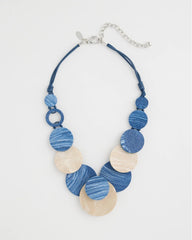 Chico's Sale - Chico's Originals Blue Neutral Wood Bib Necklace