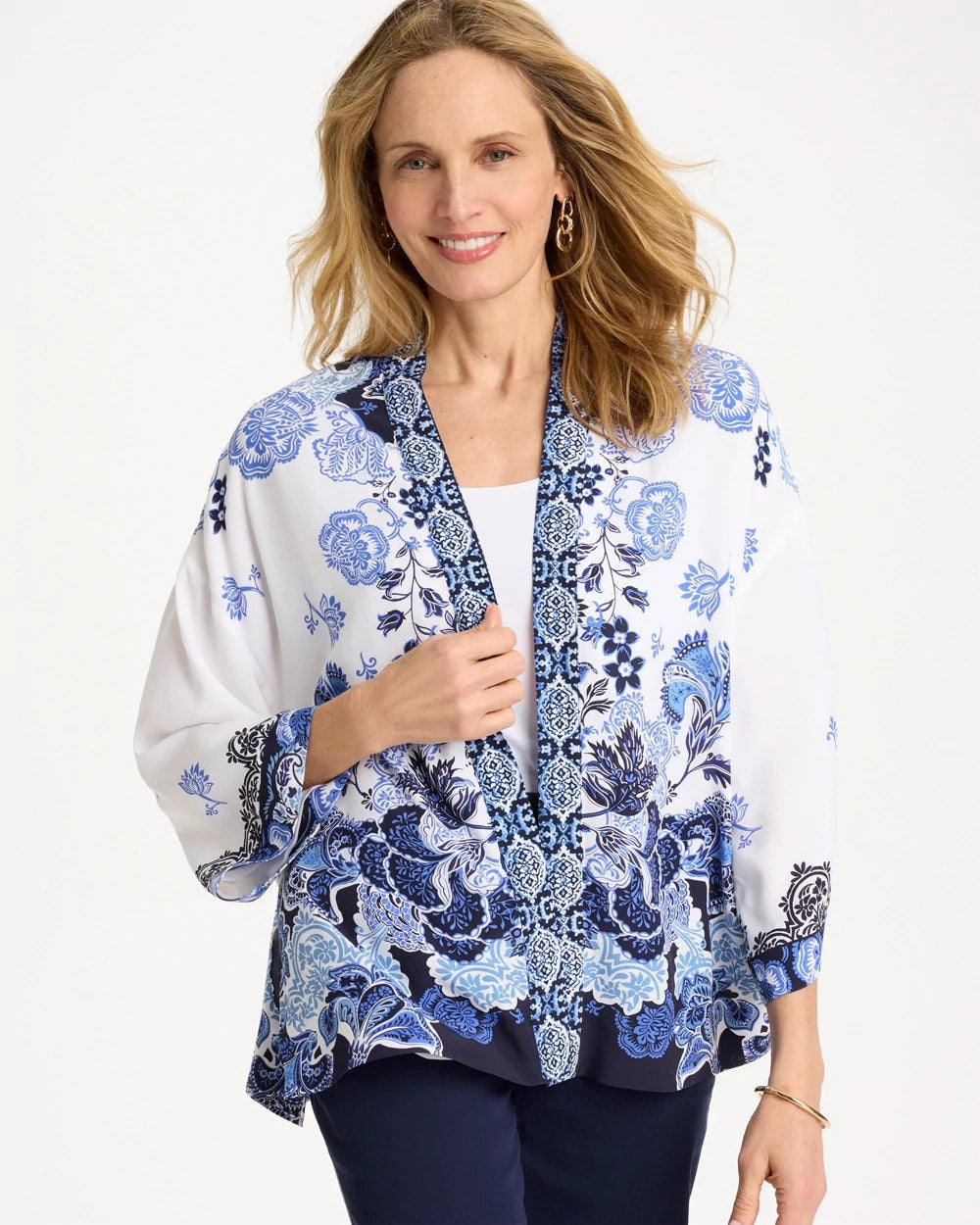 Chico's For Sale - Woven Faux Silk Printed Kimono