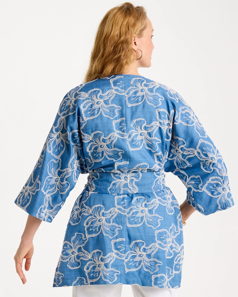 Chico's Outlet - Woven Embroidered Belted Kimono